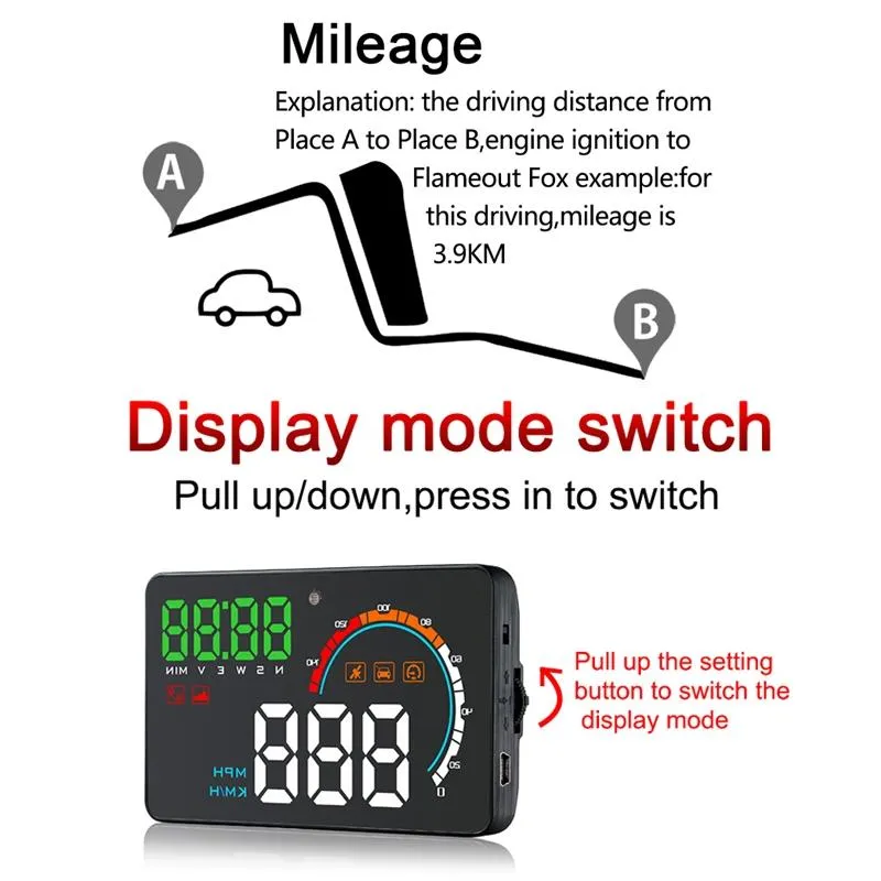4 Inch Gps Head Up Display Speed Direction Distance Kilometres
