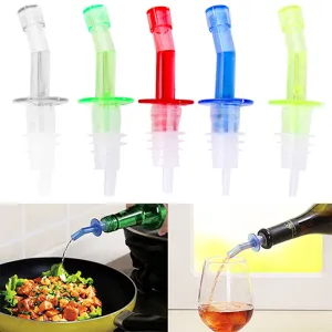 4 Pc Liquor Spirit Pourer Free Flow Oil Wine Bottle Pour Spout Stopper Plastic