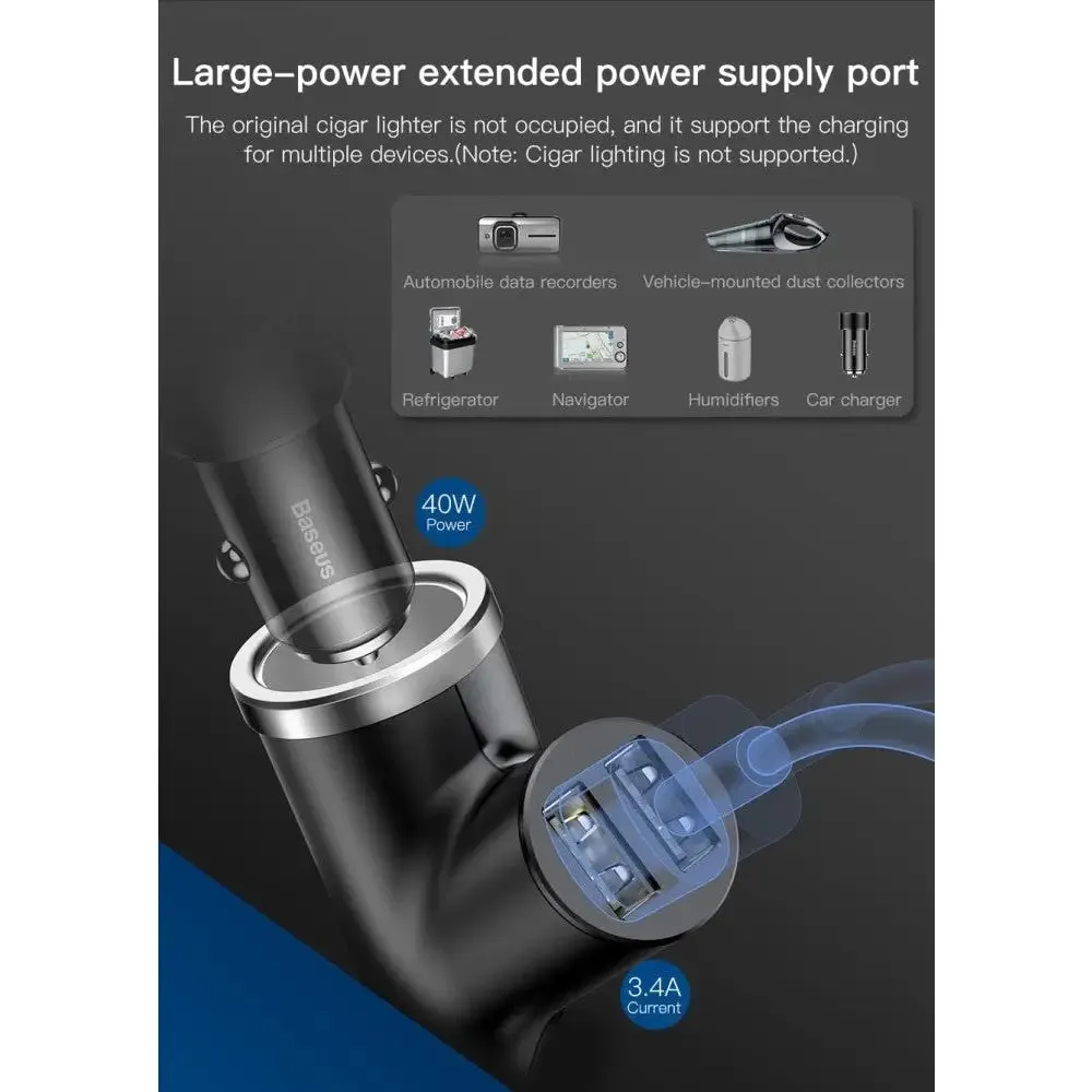 40w Dual Usb Gps 3 Devices Car Phone Charger for Universal Mobile Phones