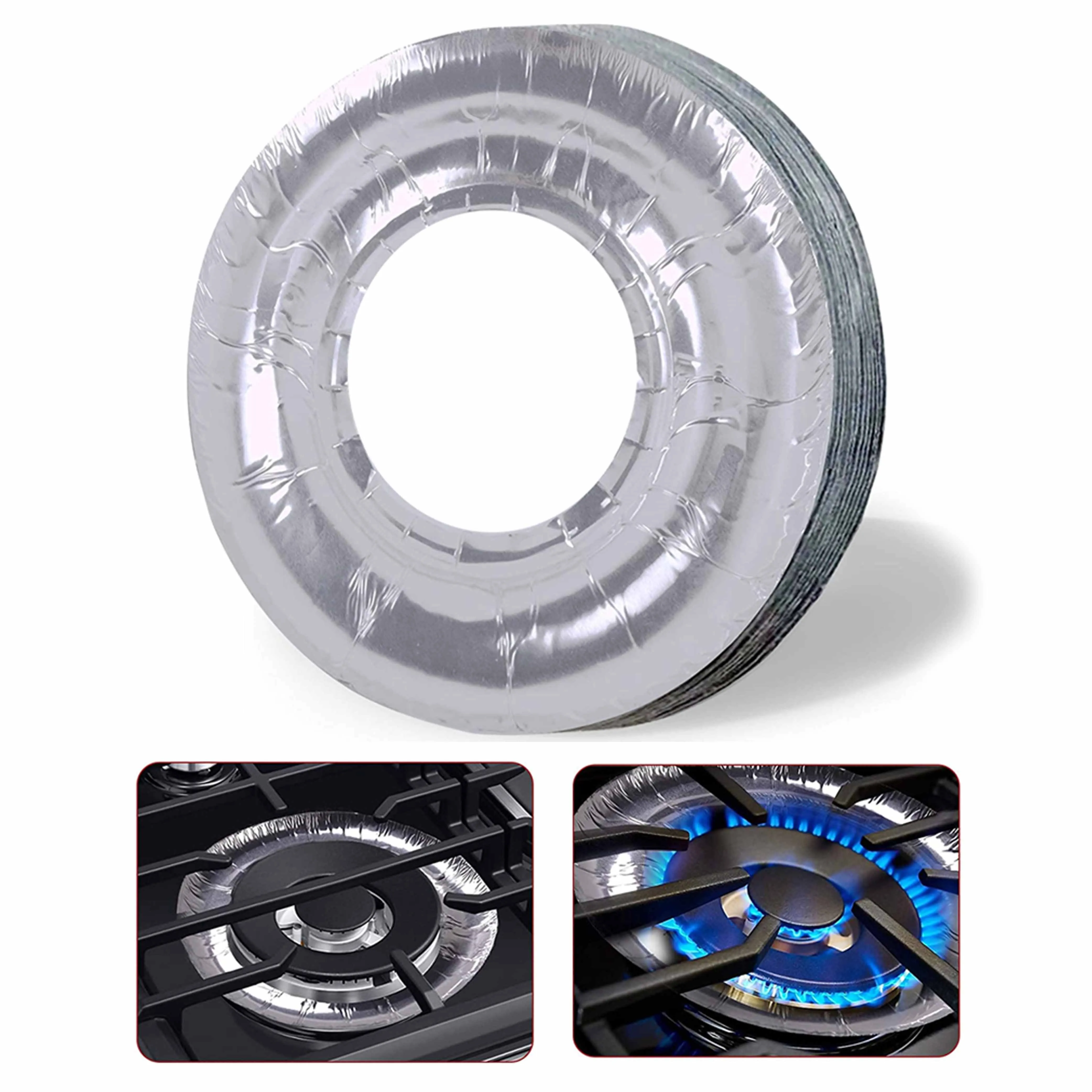 72 Round Disposable Gas Burner Liners Aluminum Foil Covers for Gas Stove 9 Inch