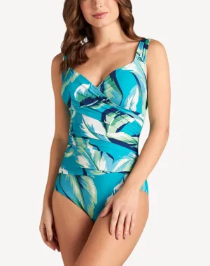 Jungle Foliage Surplice One Piece Swimsuit