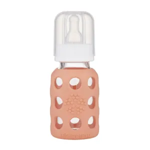 Lifefactory 4 oz Glass Baby Bottle with Silicone Sleeve - Cantaloupe