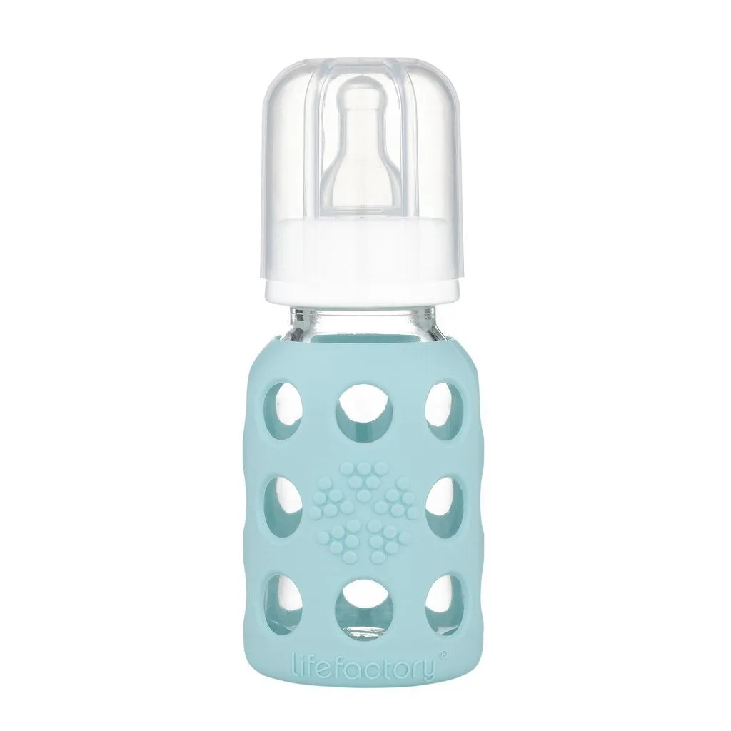 Lifefactory 4 oz Glass Baby Bottle with Silicone Sleeve - Mint