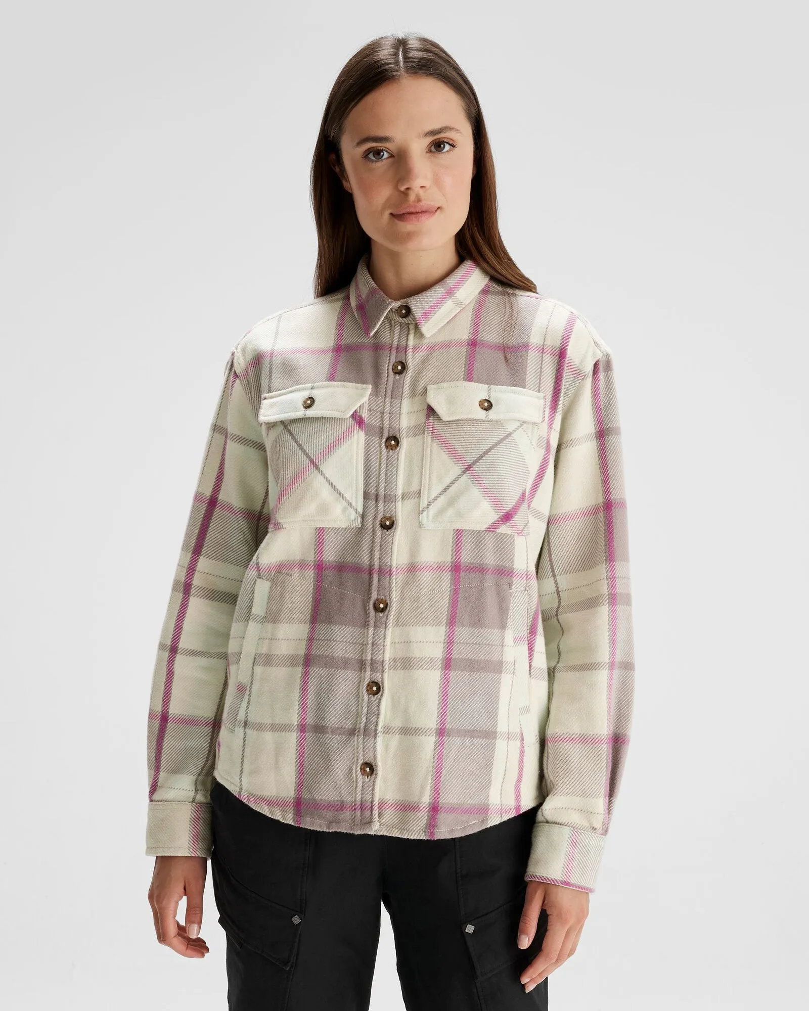 Women's Huntly Long Sleeve Shirt - Cabin Plaid Shroom