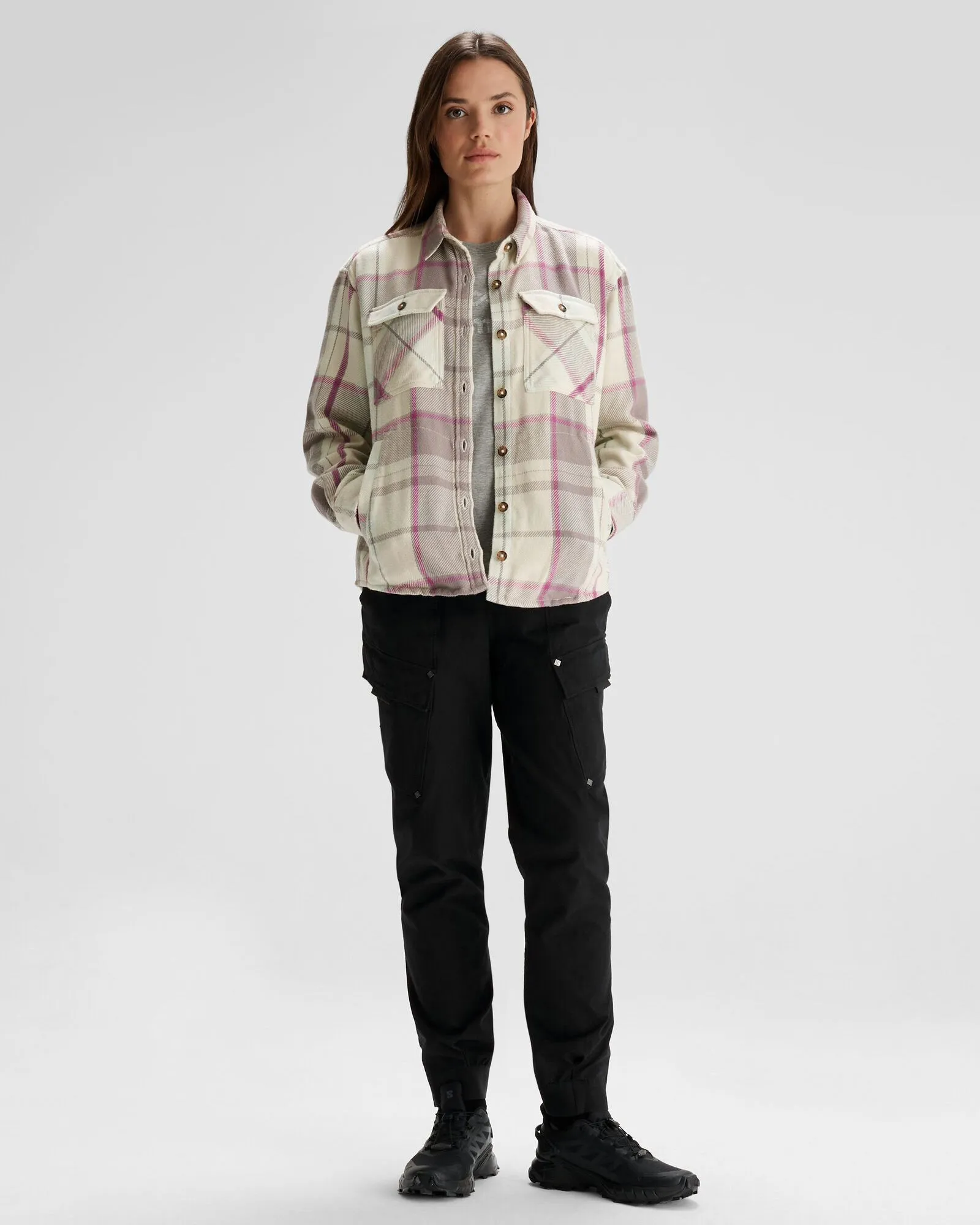 Women's Huntly Long Sleeve Shirt - Cabin Plaid Shroom